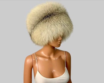 Golden Island Fox Fur Round Hat (Saga Furs) (Unisex)