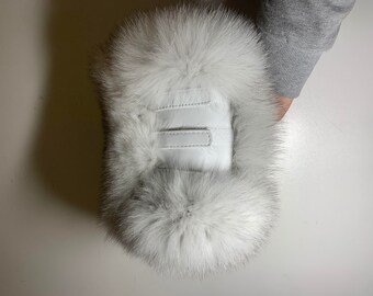 Shadow Blue fox fur tube with handle adjustable for men