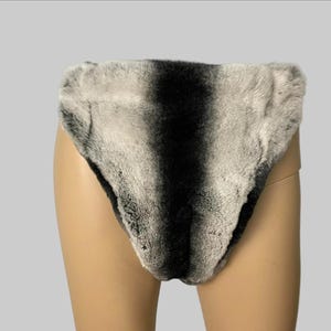 Rex Rabbit Chinchilla Print Double Side Fur Thong Bikini