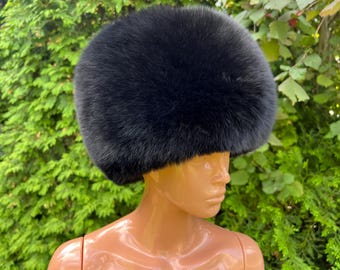 Shadow Blue Fox Fur Round Hat – Crafted From Saga Furs
