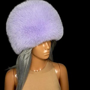Luxurious Shadow Blue Fox Lilac Full Round Hat | Saga Furs