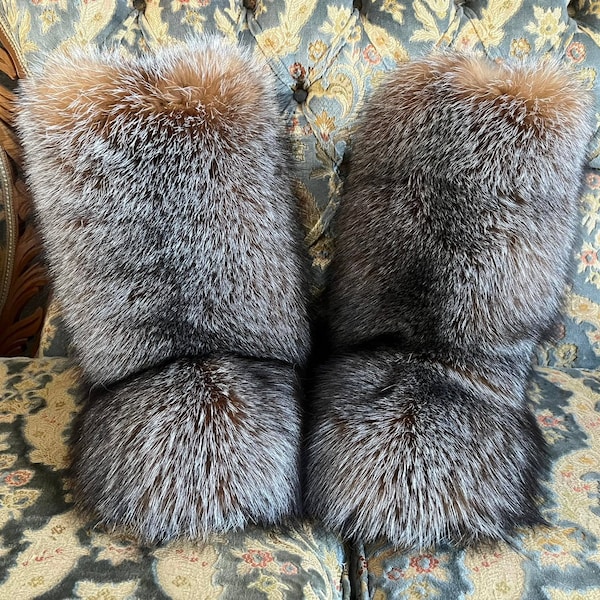 Echtpelz Fuchspelz/Pantoffeln 35-46 (Saga Furs) Unisex (Amber Frost)