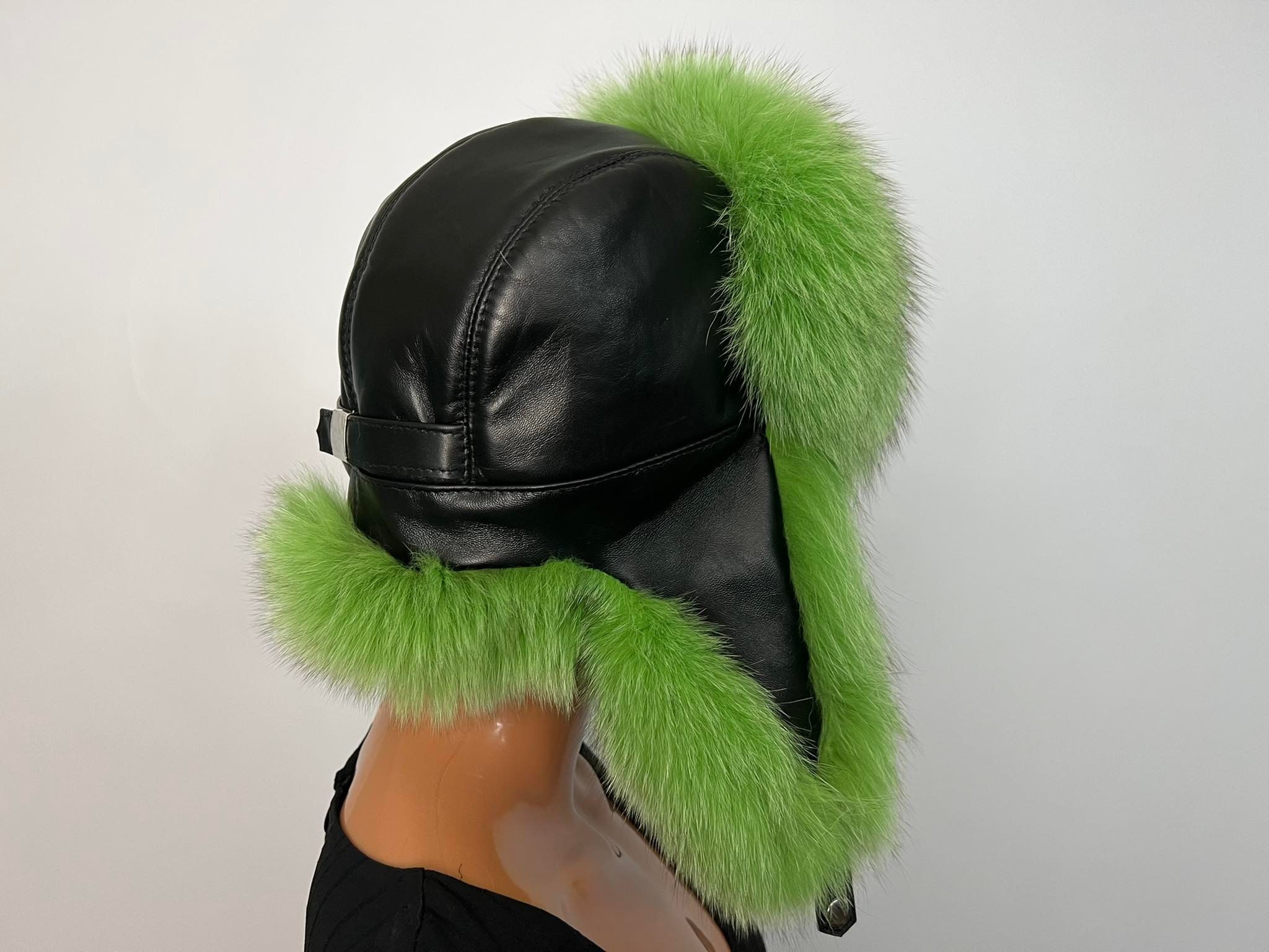 green ushanka hat