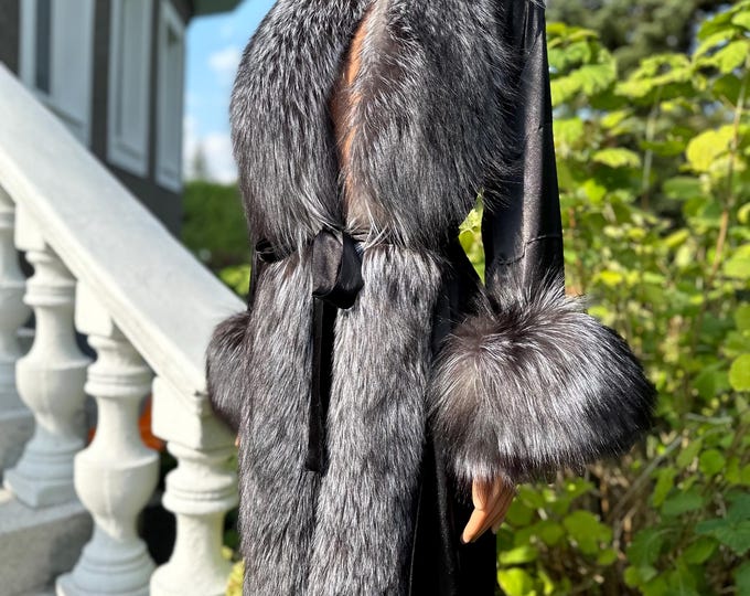 Black Robe Silky Satin Silver Fox Fur (saga Furs) M/L - Etsy