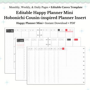 Happy Planner Mini Hobonichi Style Printable Planner Bundle Planner ...