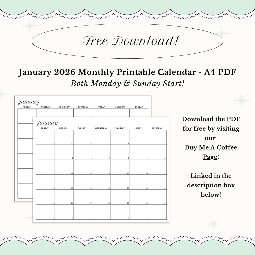 A6 Editable 2026 Monthly Calendar Planner Digital Printable Planner ...