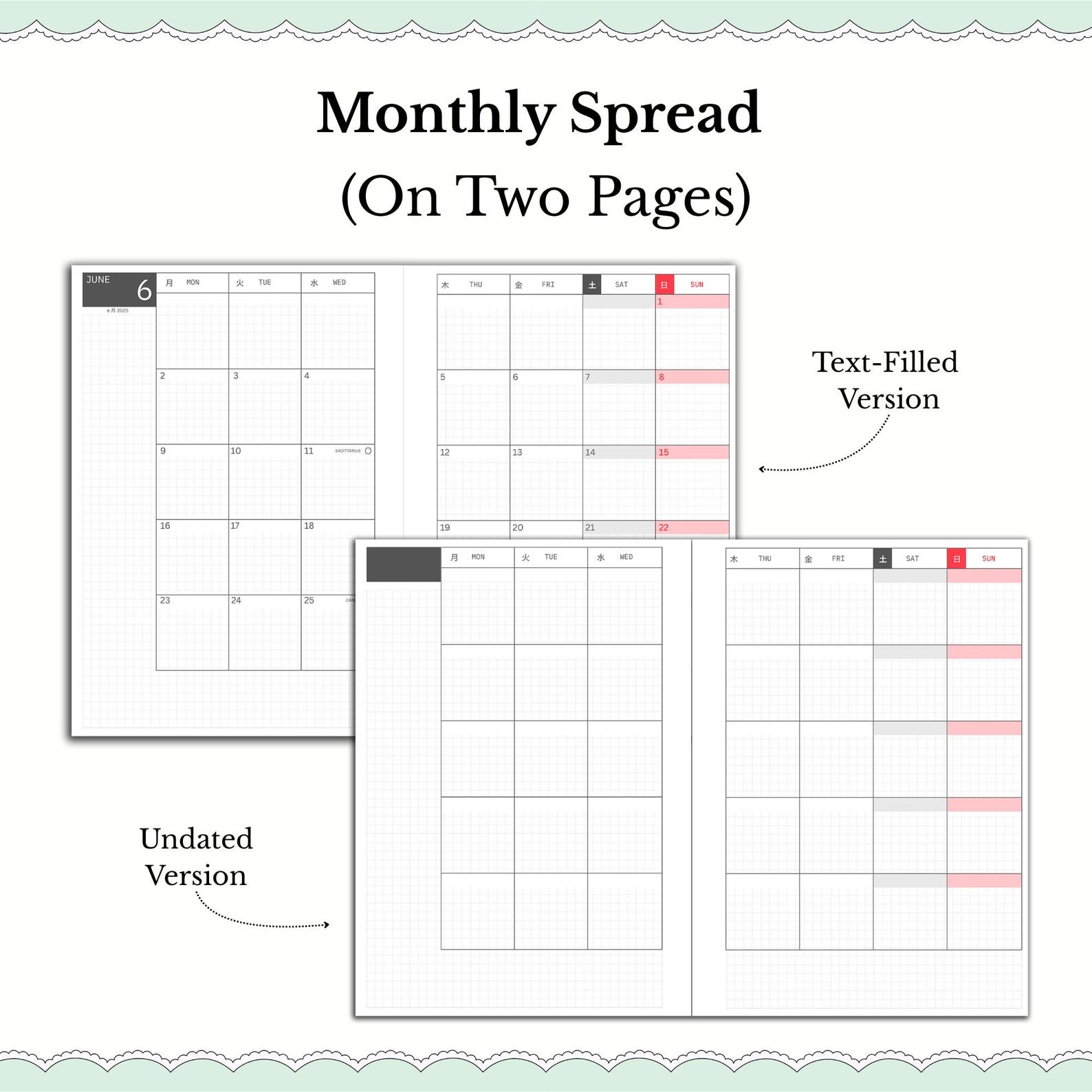 Happy Planner Mini Hobonichi Style Printable Planner Bundle Planner ...