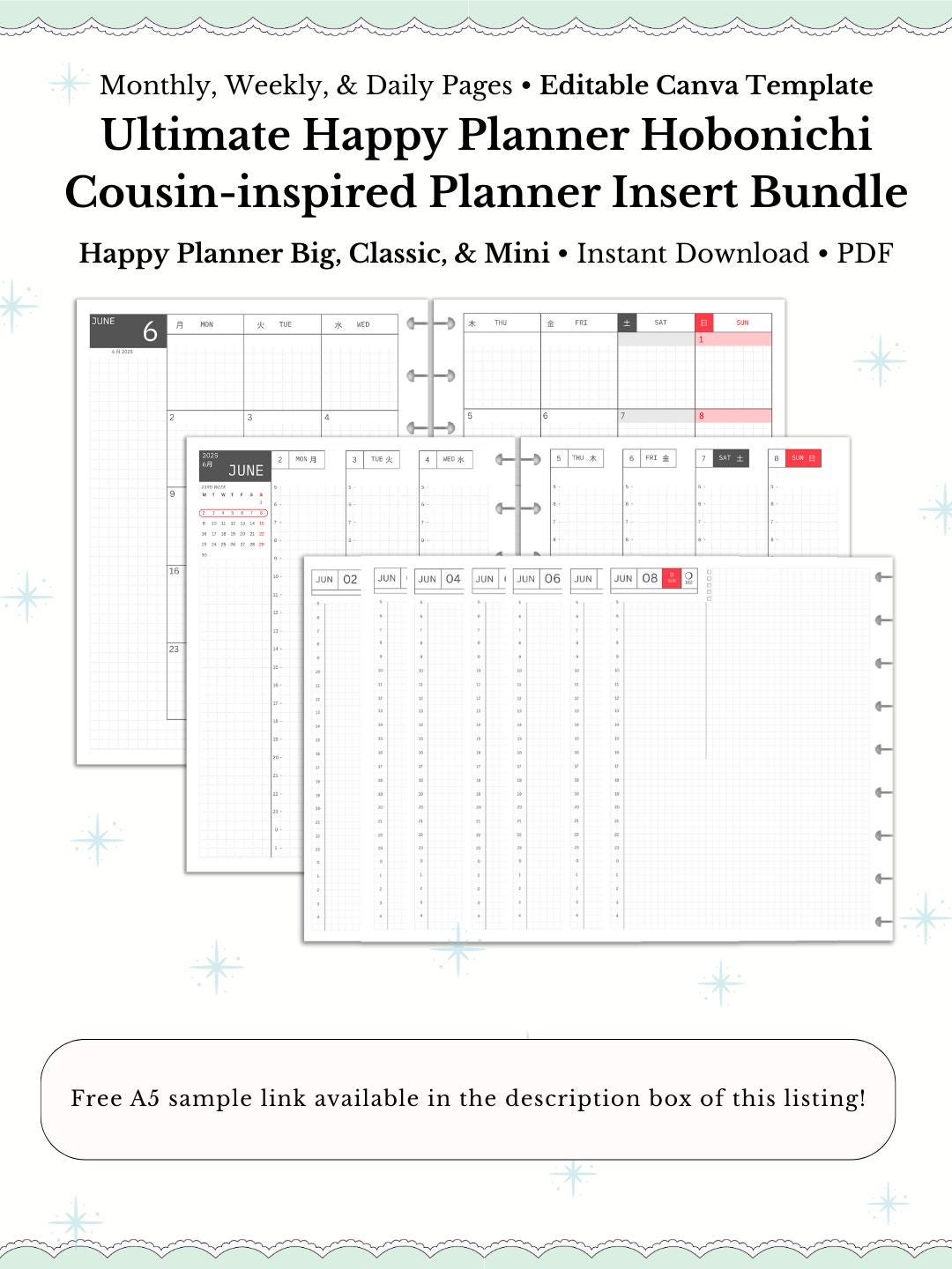 Happy Planner Hobonichi Style Printable Planner Bundle Planner Daily ...
