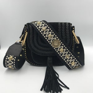 Correa para bolso con tachuelas de metal de diseñador de estilo boho / Correa para bolso étnico / Correa para bolso de hombro (solo correa para bolso, BOLSO NO INCLUIDO)
