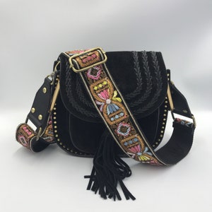 Bandoulière réglable brodée avec sequins | Sangle de guitare pour sac à main | Bandoulière