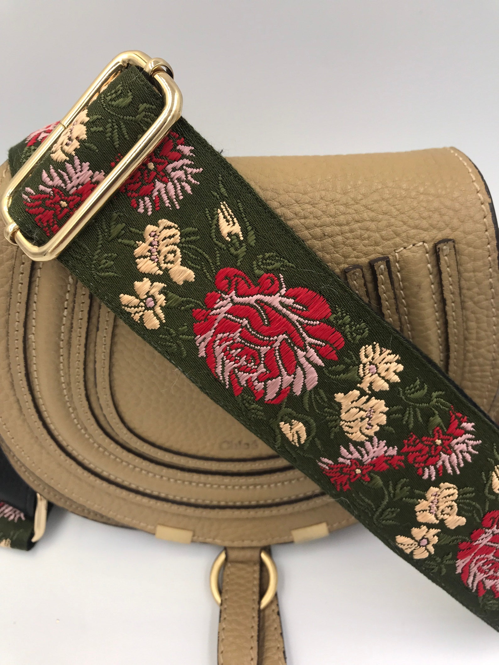 Embroidered Bag Strap Flower Pattern Shoulder Strap Handbag Strap