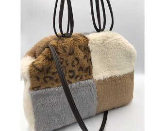 Summer Sale | Patchwork Fur Handbag | Handmade Bag | Designer Stylish Bag