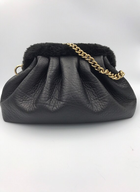 Black leather clutch bag sale hot sale