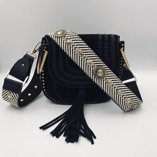 Boho Striped Bag Strap | Guitar Strap Purse | Purse Strap | Handbag Strap (Only bag strap, BAG NOT INCLUDED)