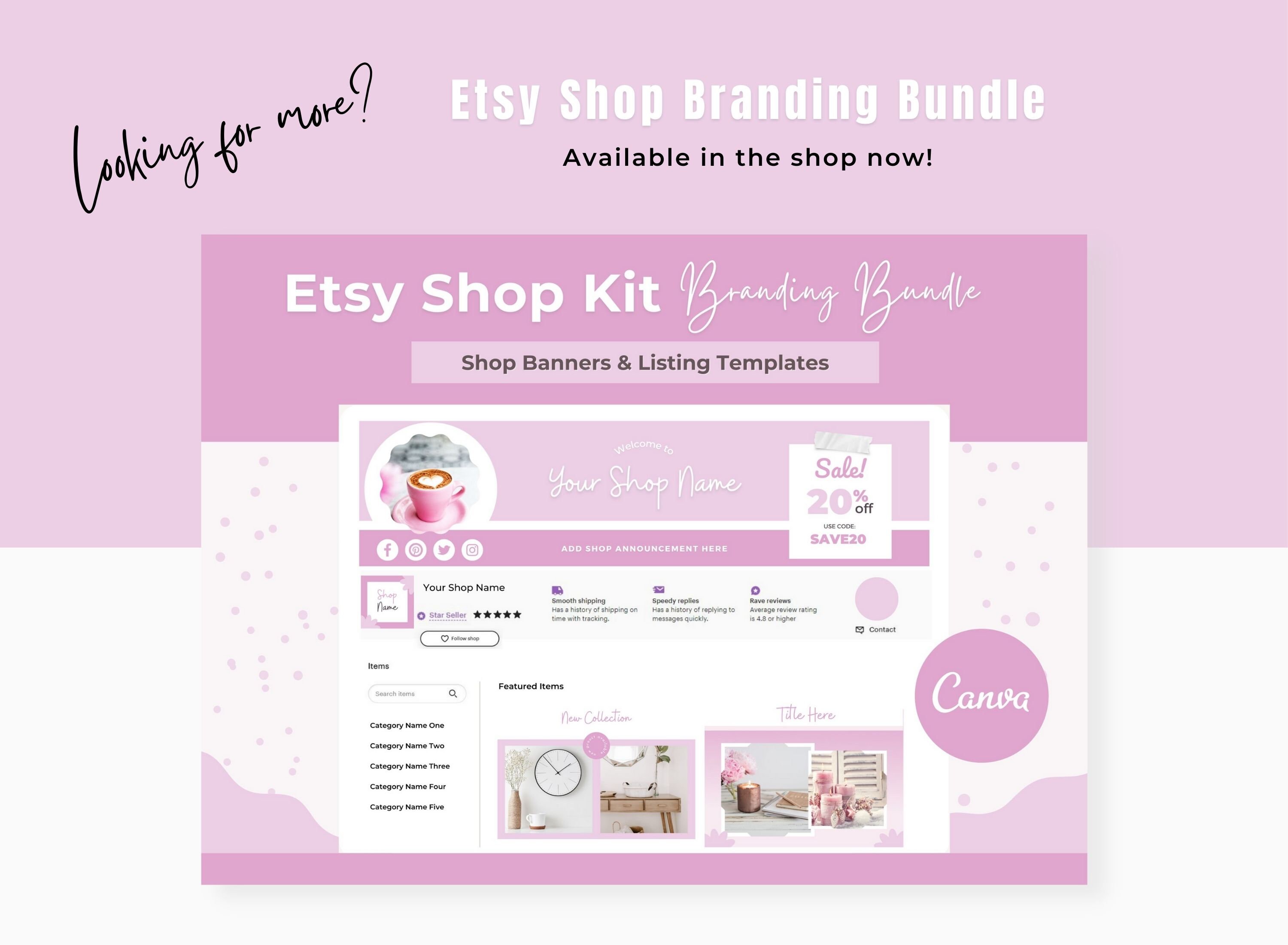 Pink Etsy Shop Banner Templates, Etsy Branding Kit, Canva Templates ...