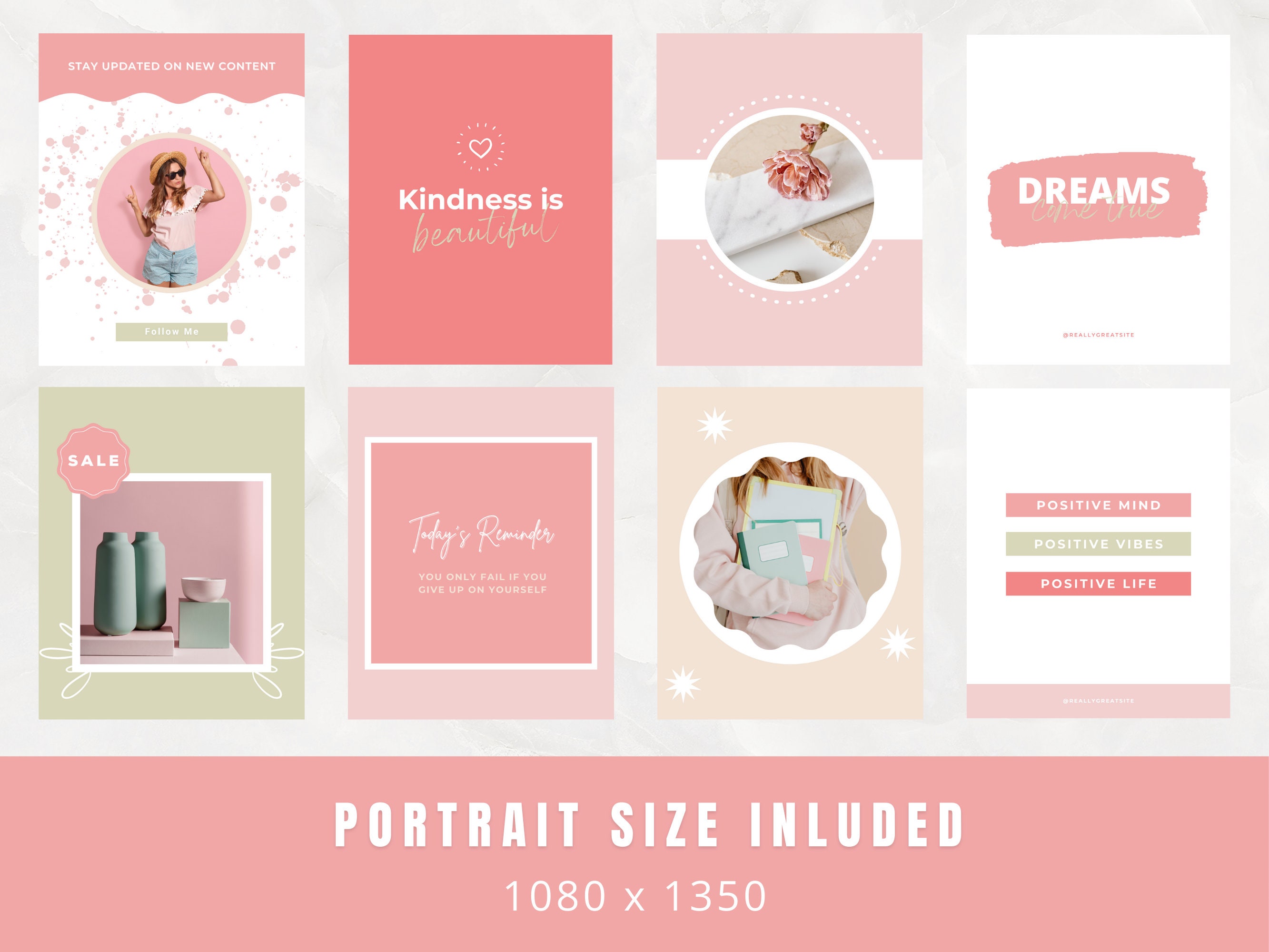 Pink Instagram Post Templates Editable in Canva Social Media Templates ...