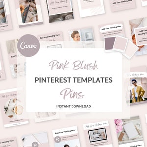 Pinterest Customizable Pin Templates, Pink Pinterest Blogger Templates, Canva Designs, Marketing Templates