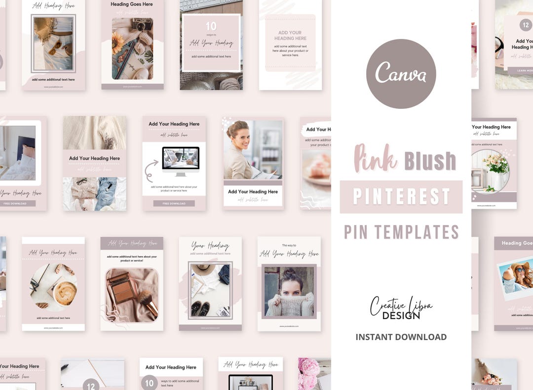 Pink Pinterest Pin Templates, Canva Editable Designs (digital Download ...