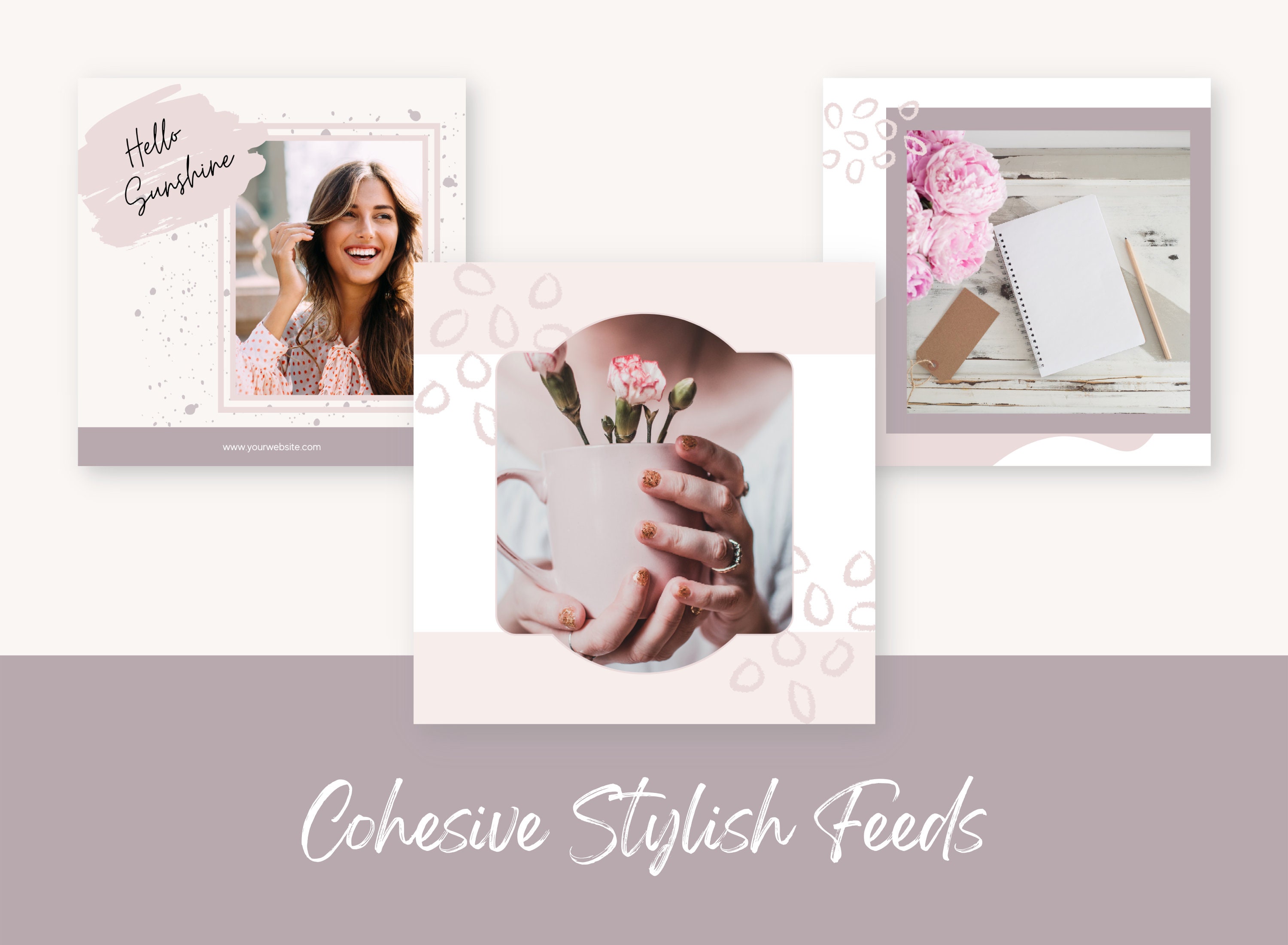 Pink Instagram Post Templates Canva Editable Social Media Quotes ...