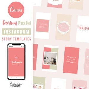 Różowe szablony historii na Instagramie dla Canva, szablony mediów społecznościowych, szablony historii na Instagramie, marzycielski pastel - Creative Libra Design