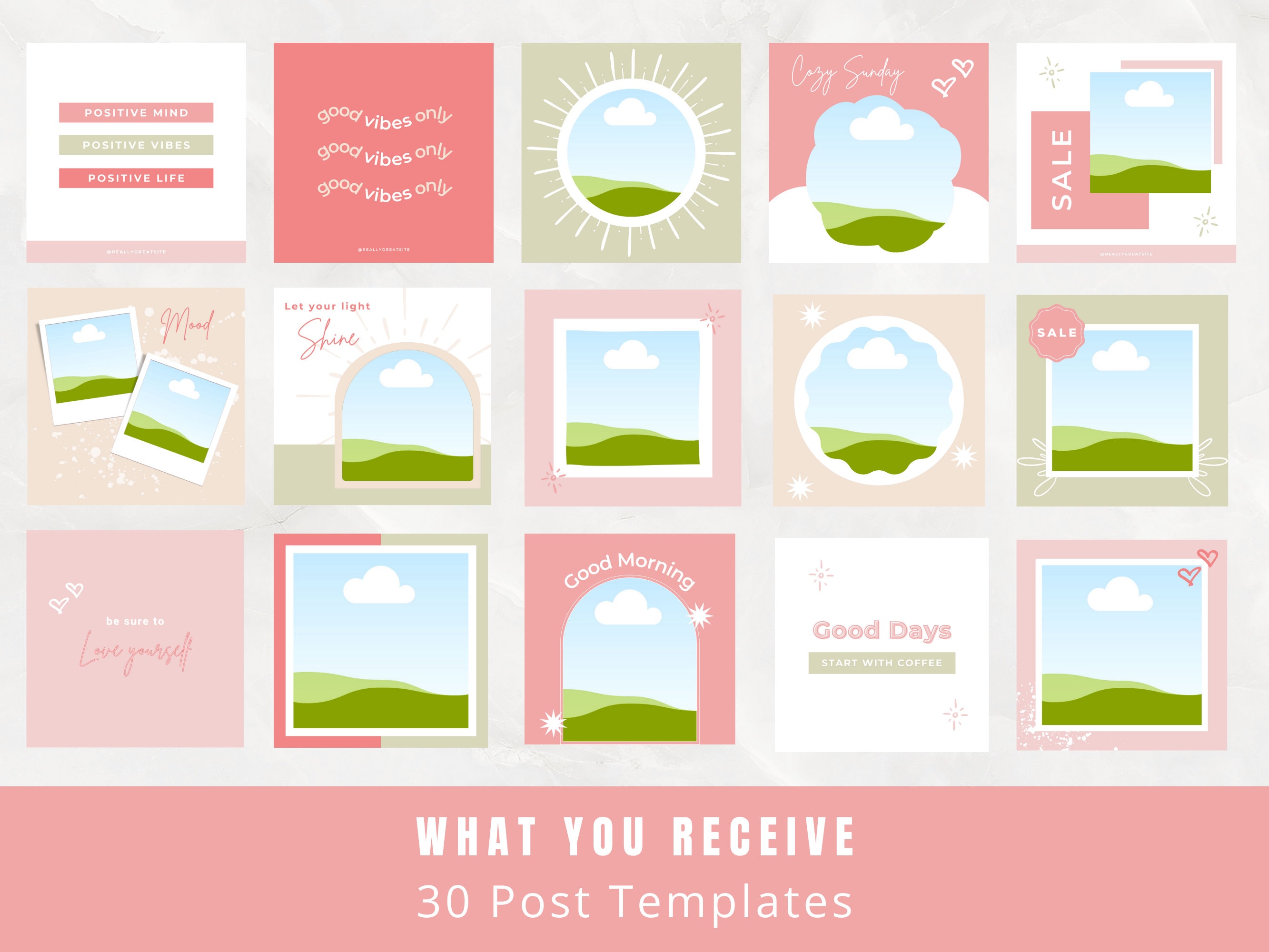 Pink Instagram Post Templates Editable in Canva Social Media Templates ...