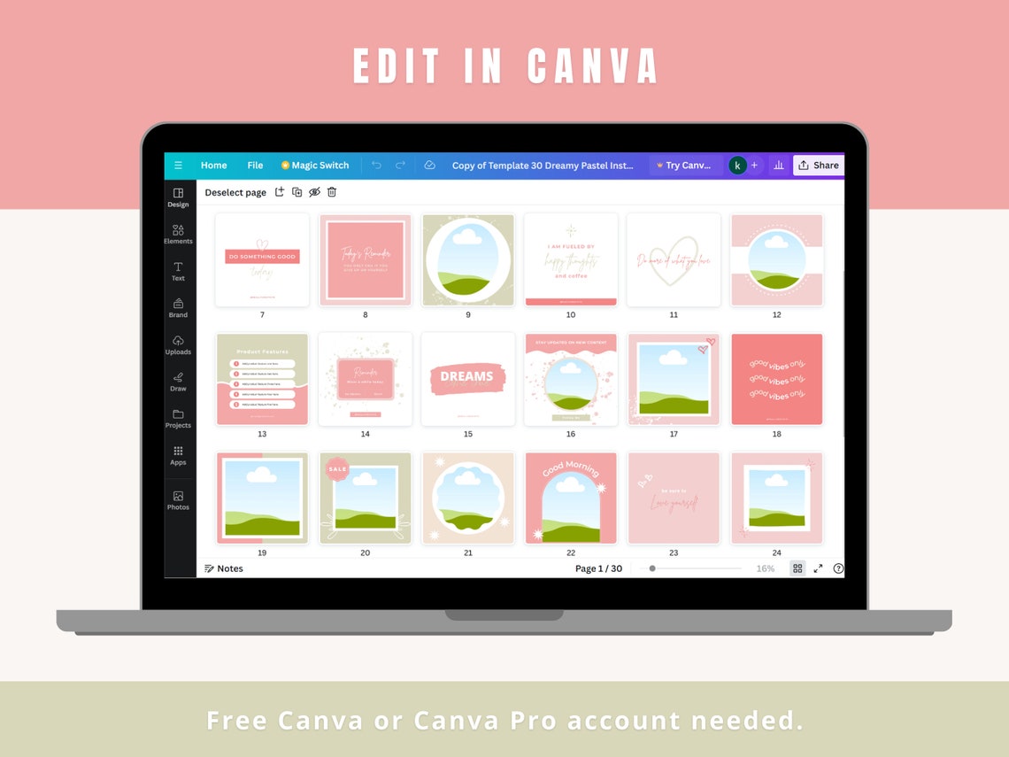 Pink Instagram Post Templates Editable in Canva Social Media Templates ...