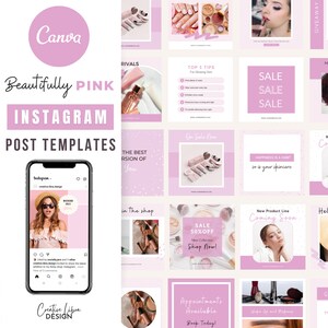 Pink Instagram Post Templates Canva, Beauty Social Media (digital ...