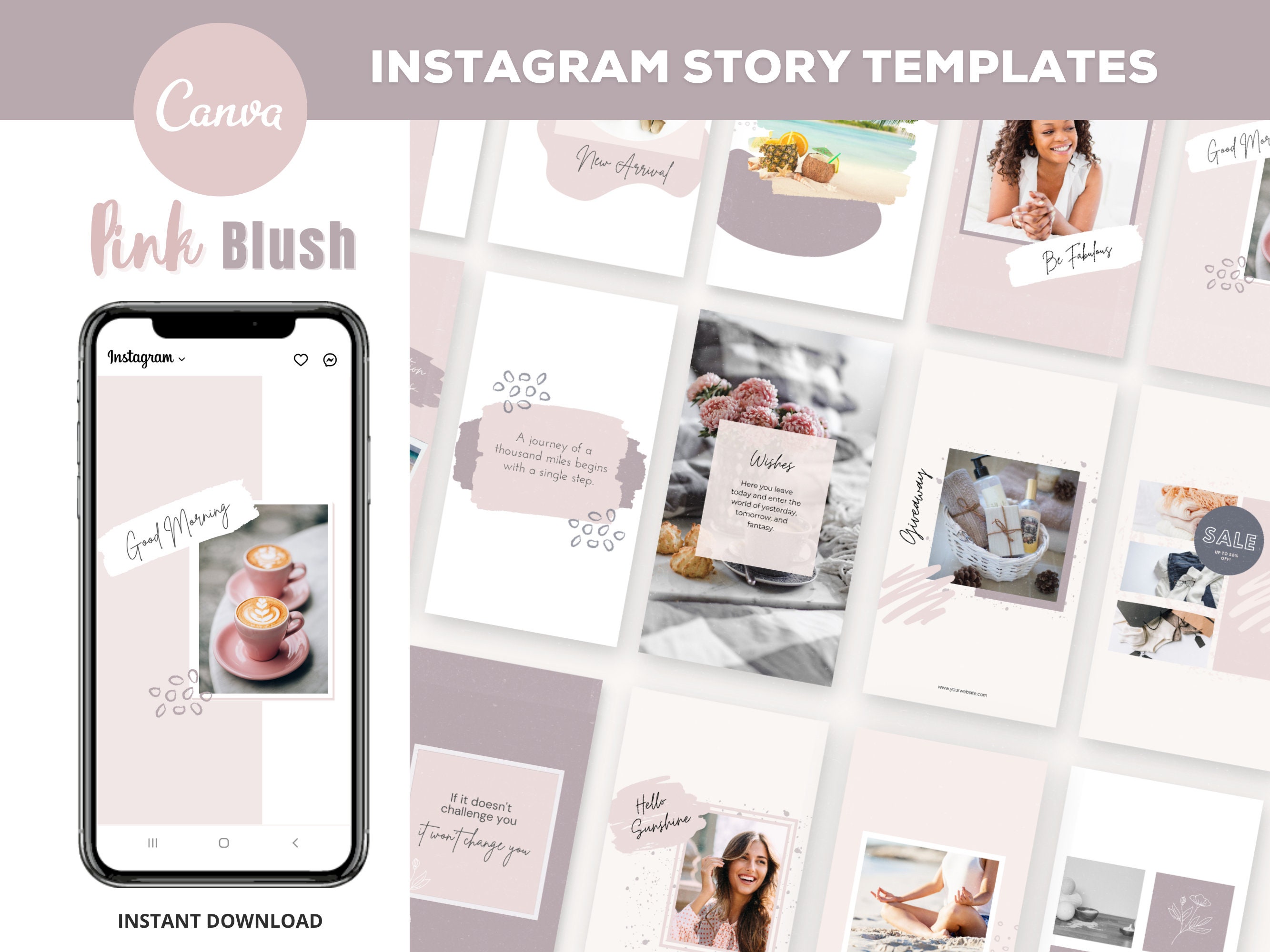 Pink Instagram Story Template Canva Editable Canva Instagram Templates ...