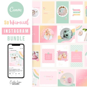 Instagram Post Template Canva Bundle, Rainbow Social Media Templates ...