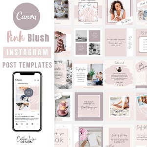 Instagram Post Templates Pink Blush, Editable Instagram Templates, Social Media Templates, Instagram Quotes, Blogger Templates