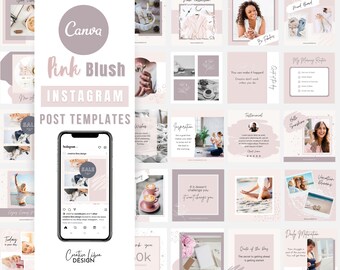 Rosa Instagram Post Vorlagen Canva Bearbeitbare Social Media Zitate Blogger Template Bundle