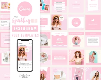 Rosa Instagram Post Canva Templates, Social Media Content (Digitaler Download)