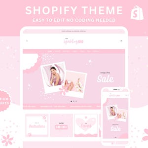 Pink Shopify website template feminine small business e-commerce store theme design site setup