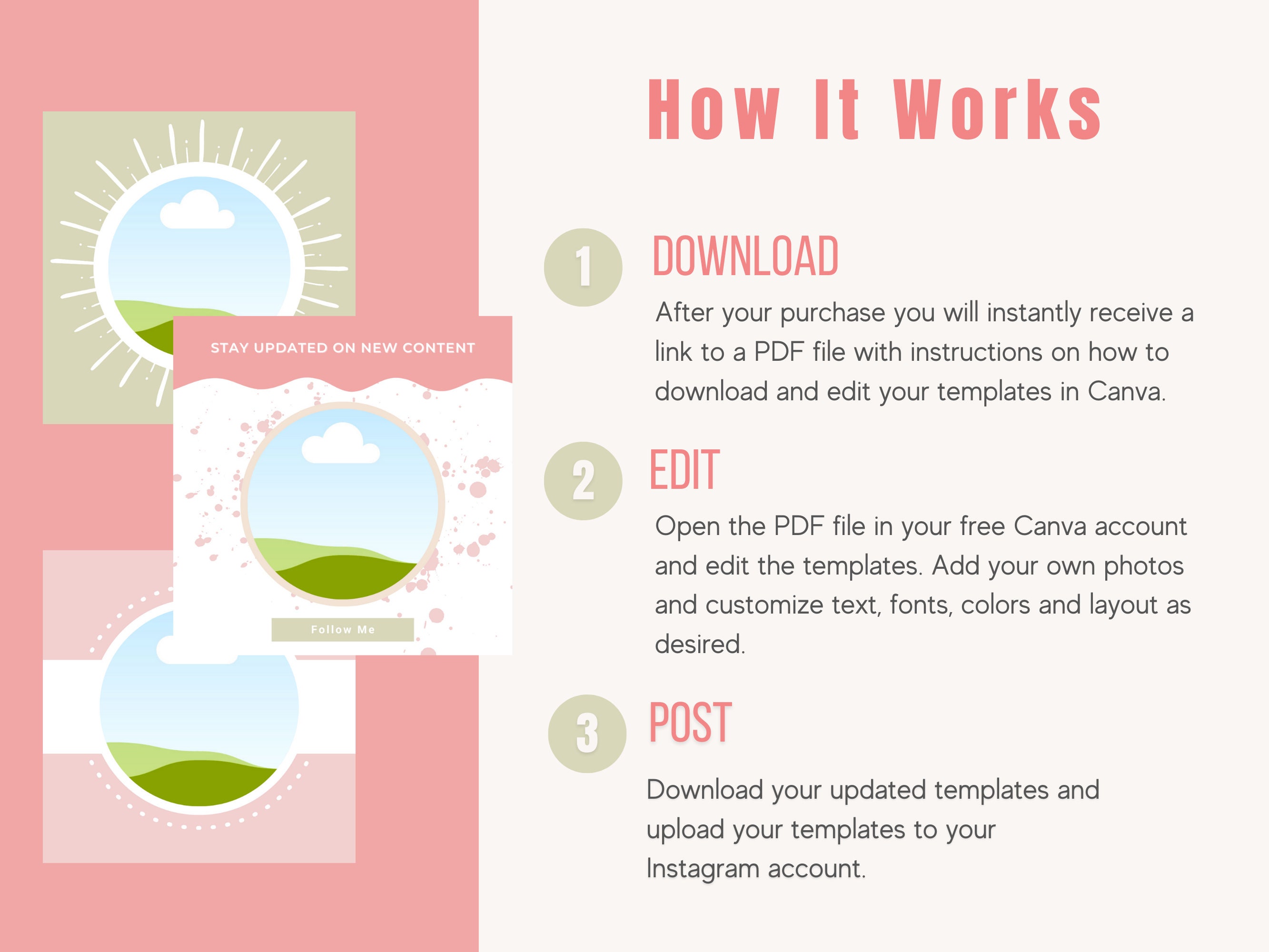 Pink Instagram Post Templates Editable in Canva Social Media Templates ...