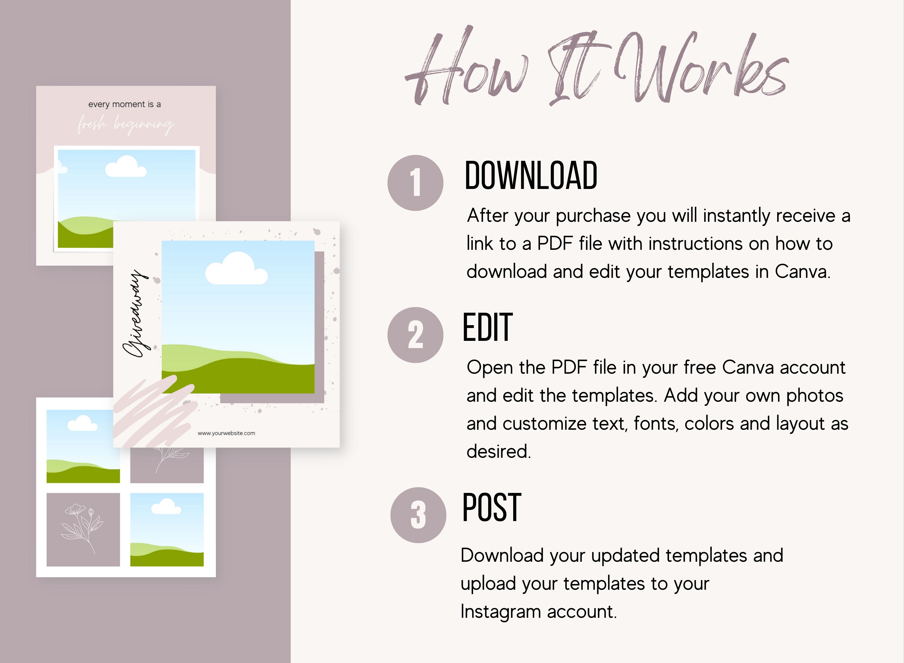 Pink Instagram Post Templates Canva Editable Social Media Quotes ...
