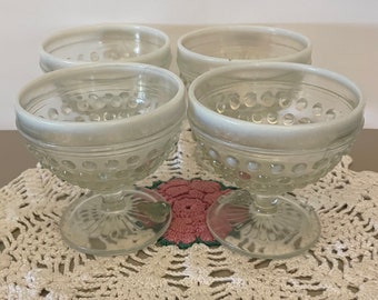 Moonstone Hobnail Opalescent Custard Cups Set of 4