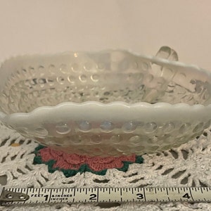 Heart Bowl Moonstone Clear Opalescent by Anchor Hocking