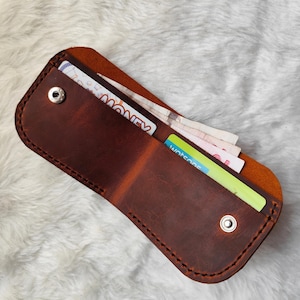 Handmade Crazy Horse Leather Slim Wallet: Minimalist Card Holder