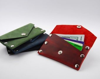 Minimal frontpocket slim wallet, handmade slim leather wallet, leather minimal card and money holder, tiny leather wallet for front pocket