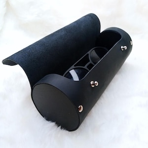 Handmade Leather Sunglass Case: Wood & Crazy Horse Leather Eyewear Protector