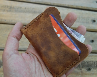 Minimalist leather slim wallet and card holder, front pocket wallet, leather card case, id card and cash wallet, minimal thin wallet