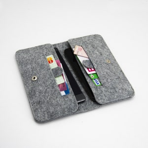 Handmade Felt Double Phone Long Wallet / Iphone vertical bifold case / Mobile Phone and Powerbank Store Wallet