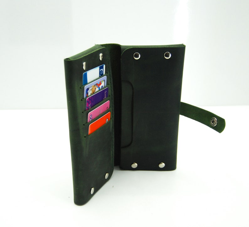 Handmade Leather Double Phone Long Wallet, Dual Phone Case, Dual Phone