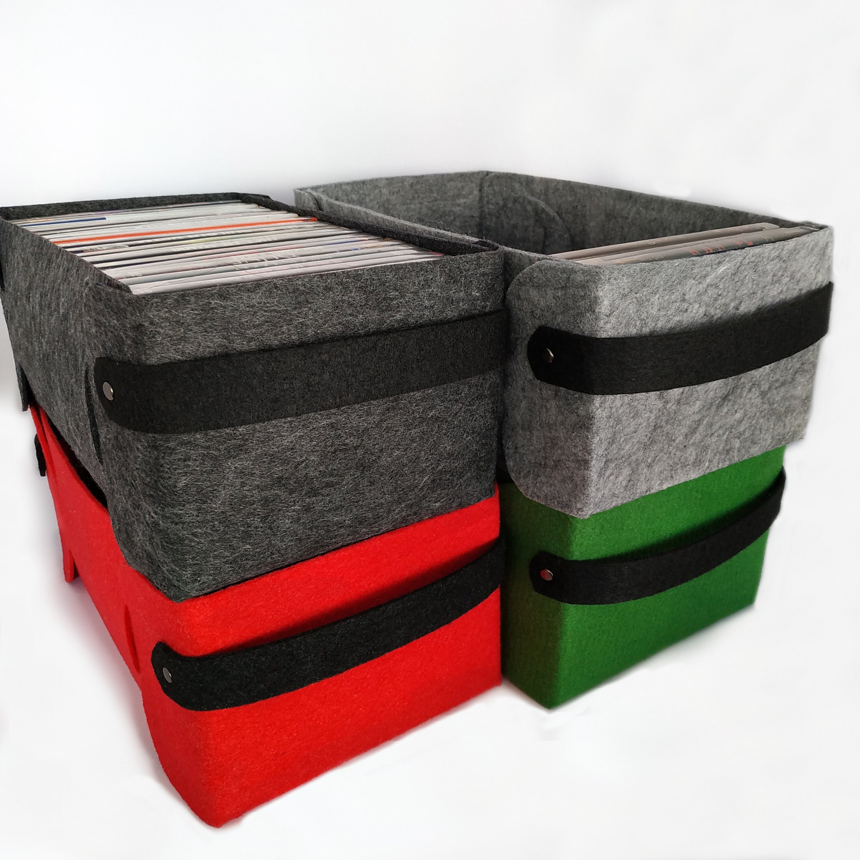 Set of 2 Dvd Storage Baskets, Dvd Storage Bins, Felt Storage Boxes