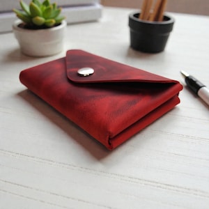 Handmade Crazy Horse Leather Wallet: Minimalist Front Pocket Card Holder (USA duty free)