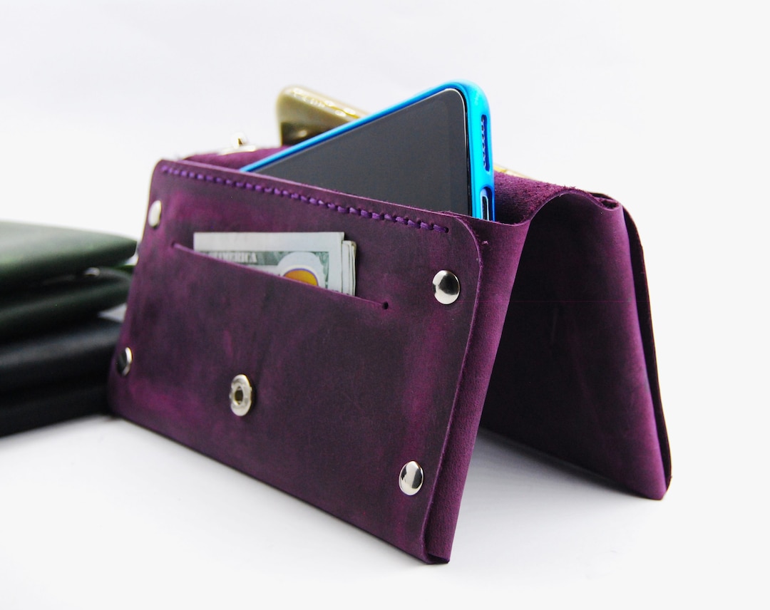 Handmade Leather Case for Two Phones, Leather Dual Phone Wallet, Double