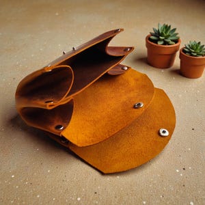 Portefeuille accordéon en cuir fait main : pochette à tabac pour femme