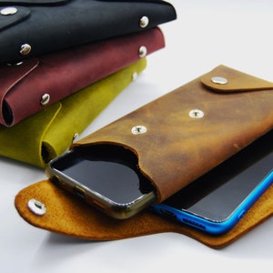 Handmade Leather Double Phone Case, Leather Wallet for Two Phones, Leather Multi-Phone Wallet, Dual Phone Leather Wallet, origami phone case