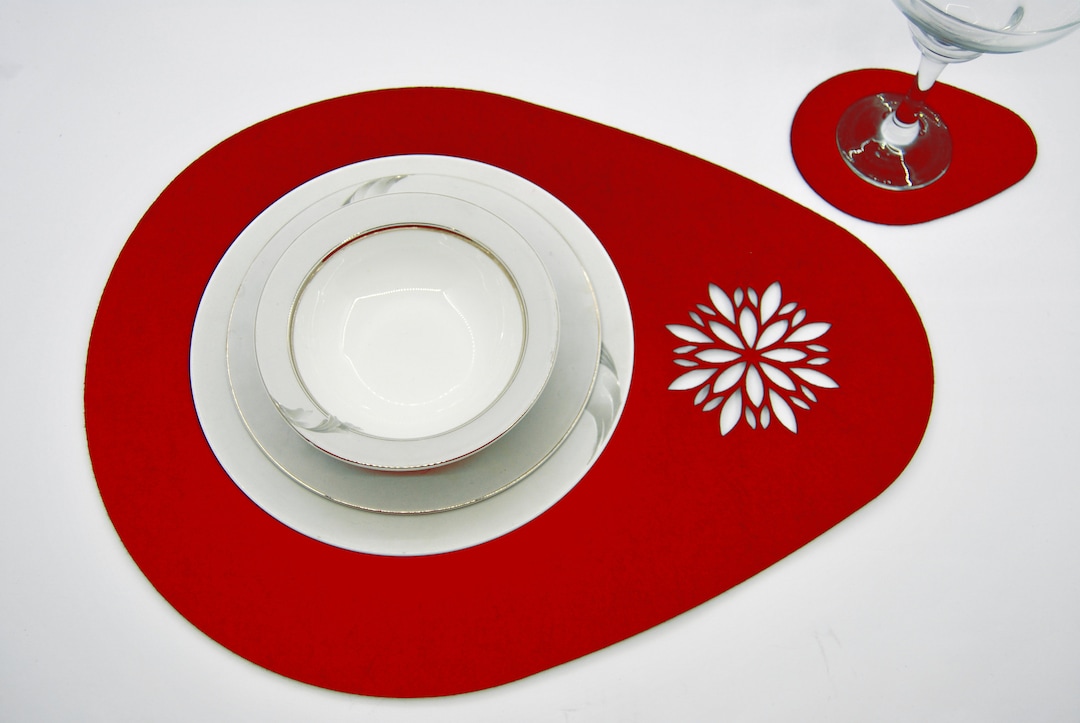 Felt Snowflake Placemat and Coaster Sets, Christmas Placemats and