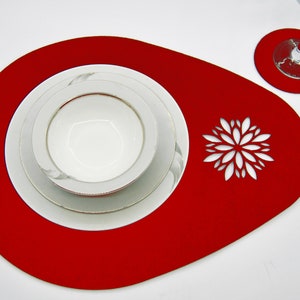 Felt Snowflake Placemat and Coaster Set: Christmas Table Decor